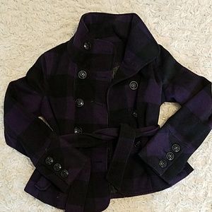 Black and purple guess peacoat